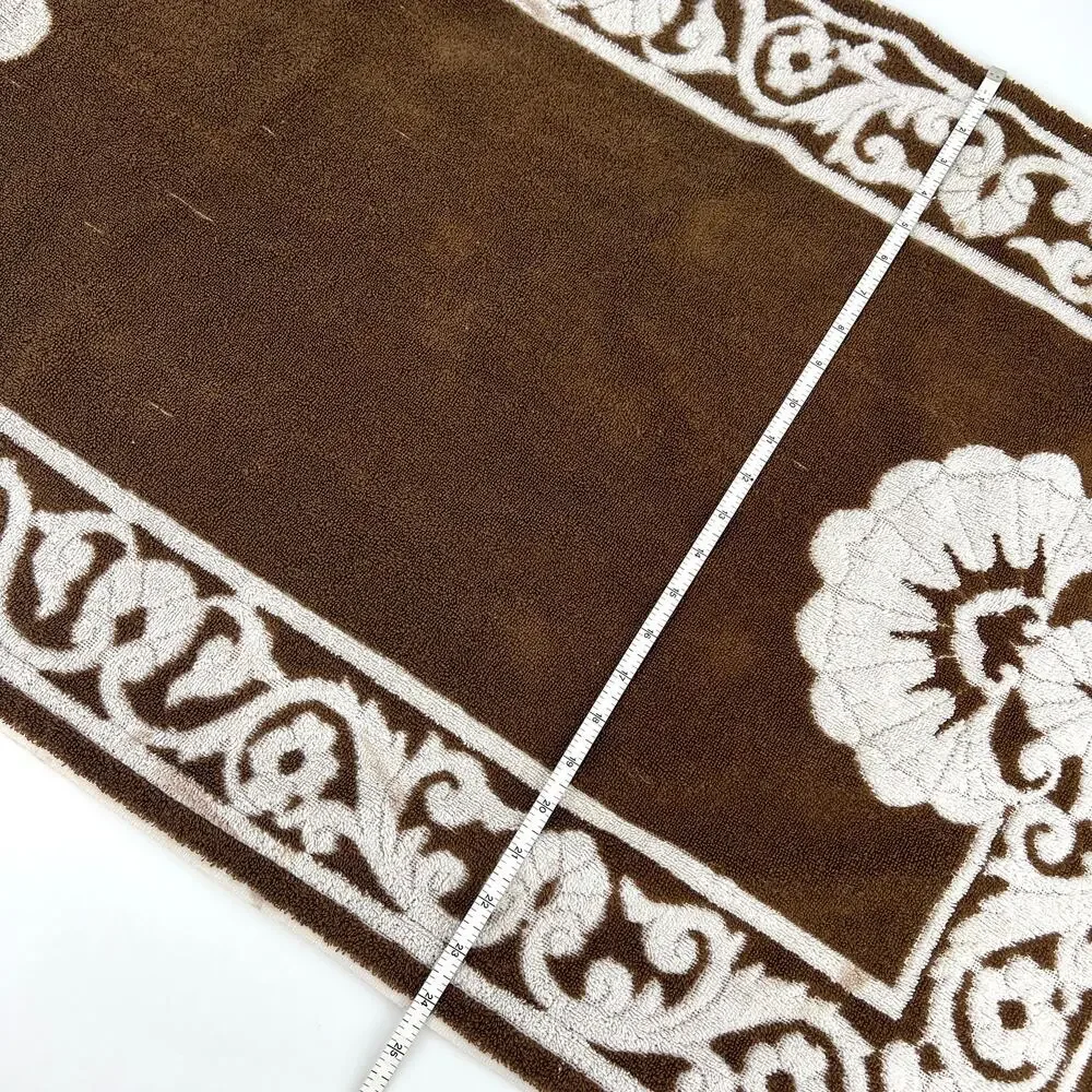 Vintage Sears Set of Two Brown Cream Sculpted Bath Towels 42 x 24